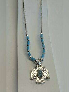 Sterling Silver Turquoise Thunderbird Necklace